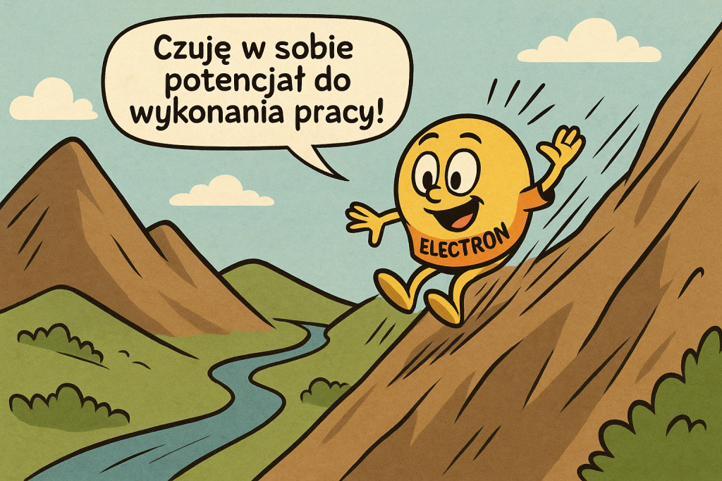Elektron ma potencjał żeby się "rozładować"